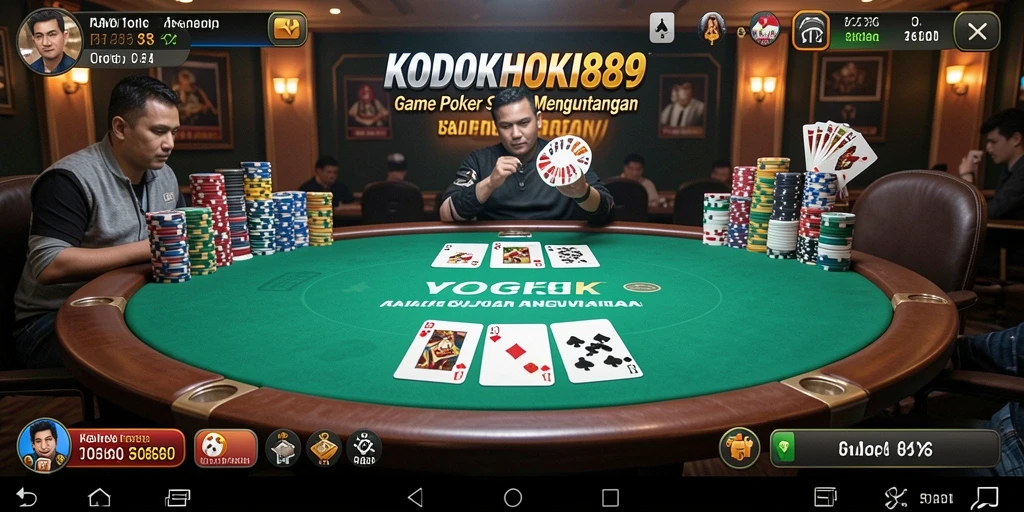 Tampilan gameplay poker yang mendebarkan di KODOKHOKI889.