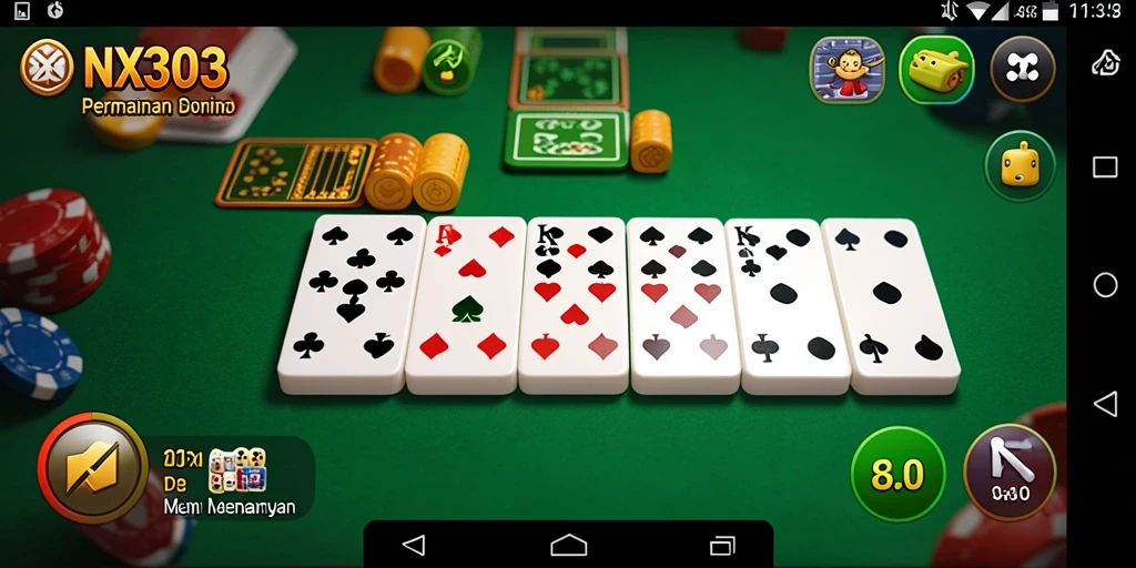 Tangkapan layar utama menunjukkan permainan domino yang seru.